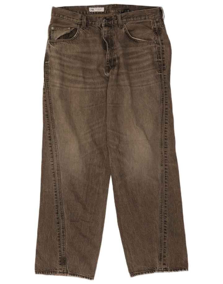 Blugi largi pentru femei Zara EU 42 Large W32 L32 Bumbac gri