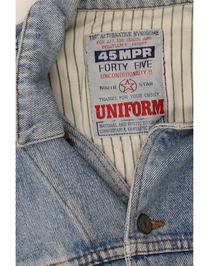 Jachetă UNIFORM pentru femei Crop Graphic Denim UK 14 Large Blue