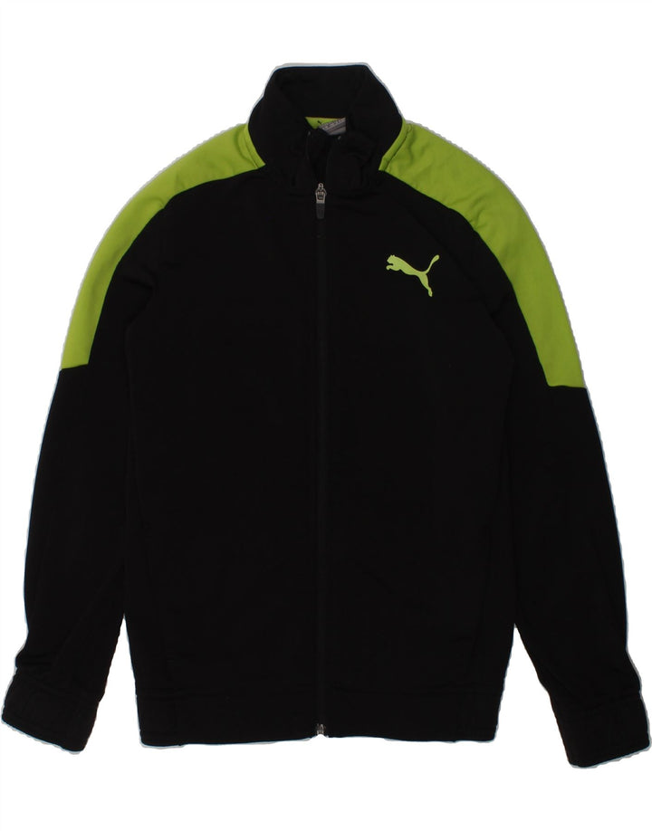 PUMA Boys Tracksuit Top Jacket 9-10 Years Black Polyester | Vintage Puma | Thrift | Second-Hand Puma | Used Clothing | Messina Hembry 