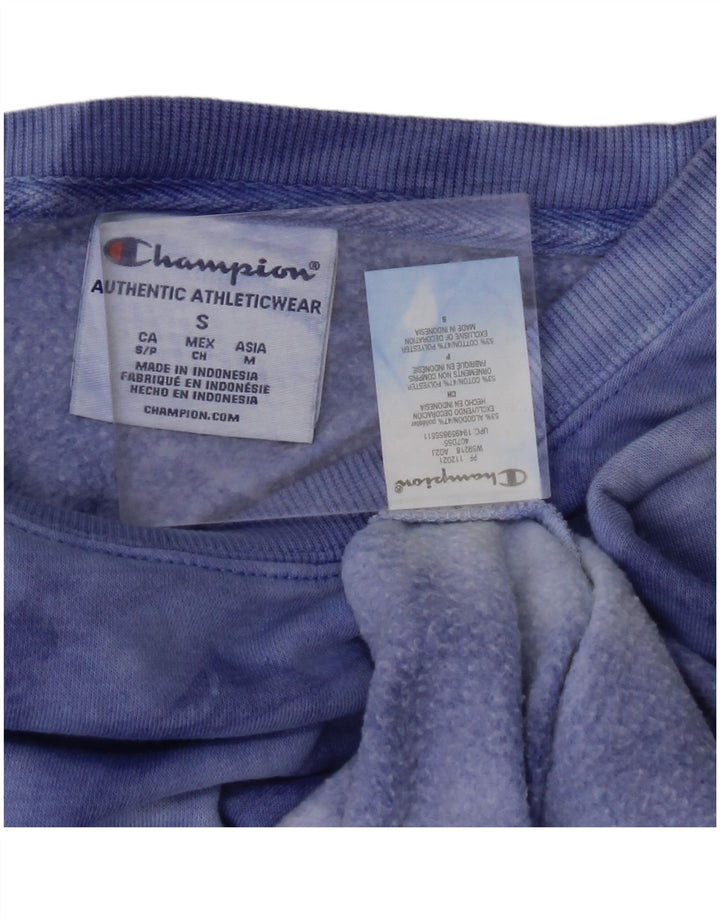 CHAMPION Womens Oversized Sweatshirt Jumper UK 10 Small Blue Tie Dye