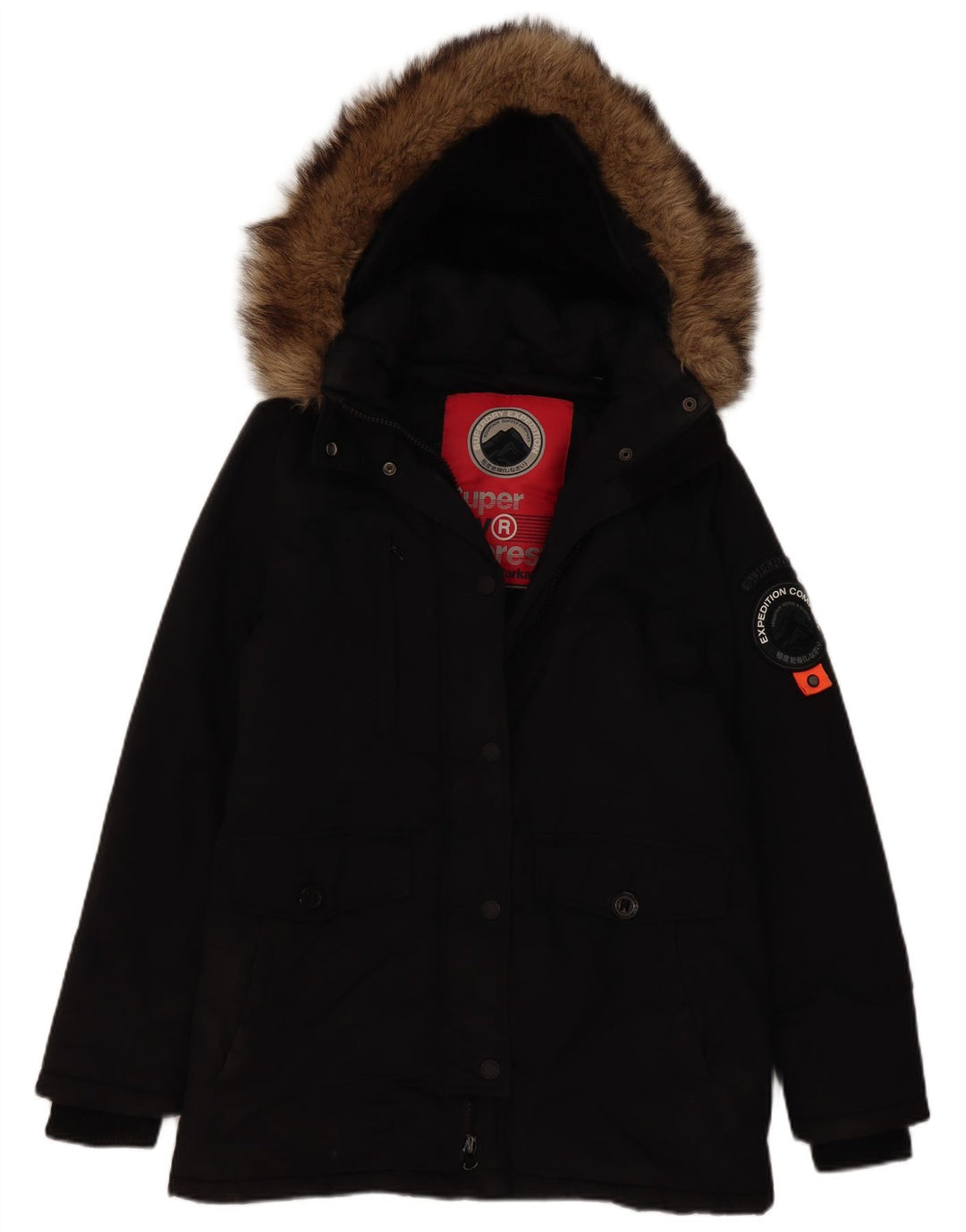 Jachetă Parka cu glugă Superdry pentru femei UK 12 Medium Black Nylon