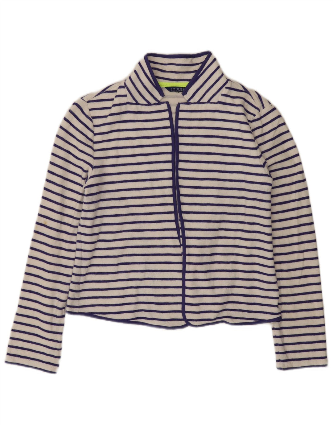 Pulover cardigan deschis pentru femei JOULES UK 8 mic bumbac cu dungi albe