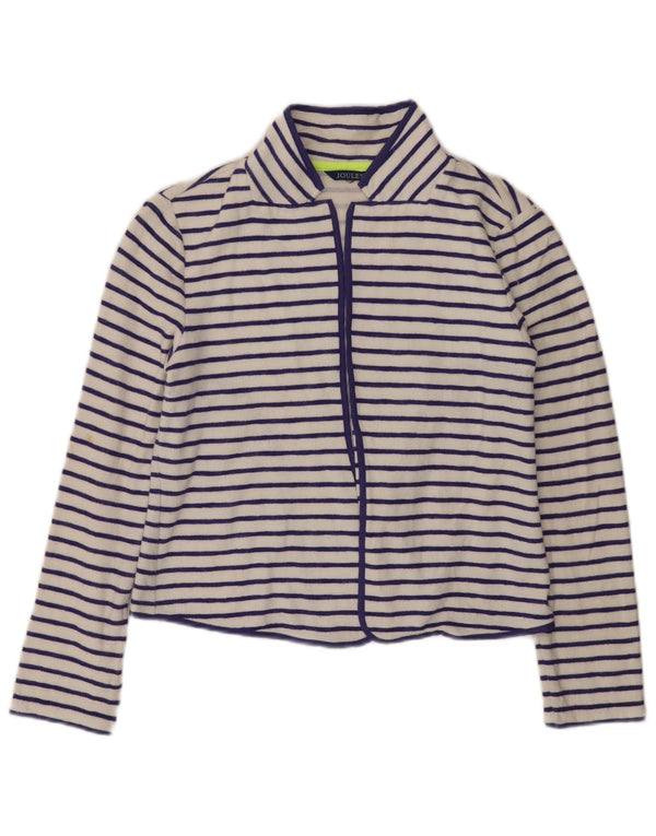 Pulover cardigan deschis pentru femei JOULES UK 8 mic bumbac cu dungi albe
