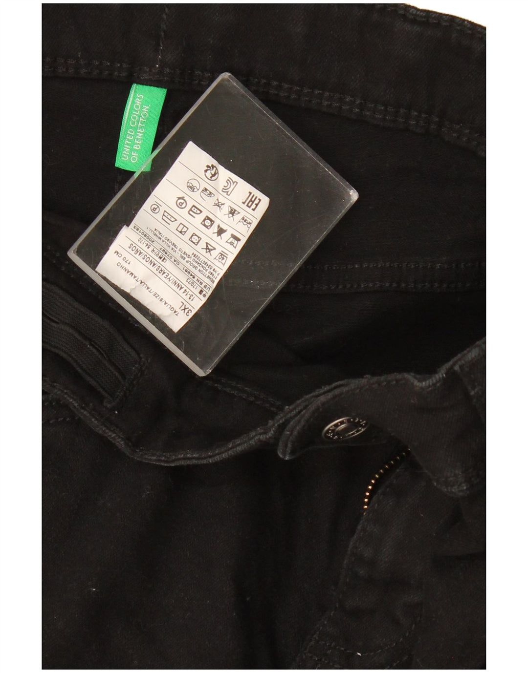 BENETTON Pantaloni Scurt Denim Fete 13-14 Ani 3XL W30 Bumbac Negru