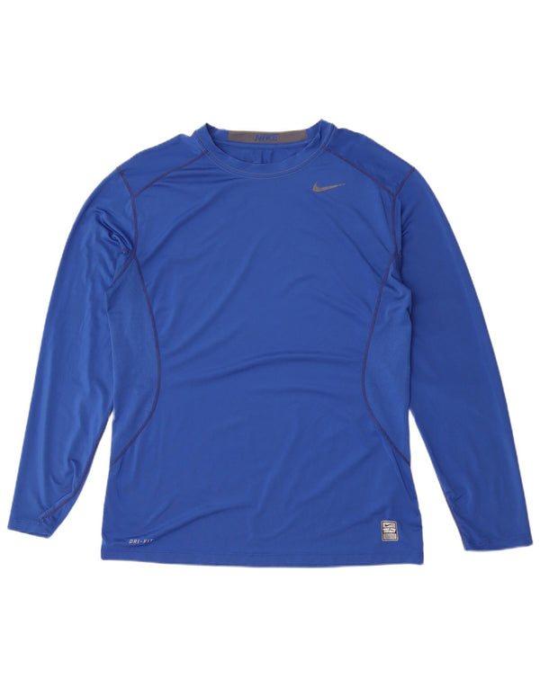 Nike pentru bărbați Dri Fit Top cu mânecă lungă, mare, albastru, poliester