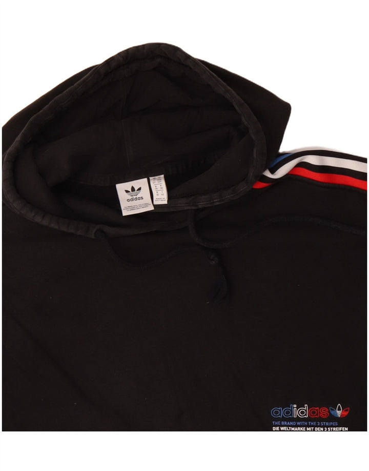 Jumper ADIDAS pentru femei, supradimensionat, cu capota cu grafică, UK 14, negru mediu