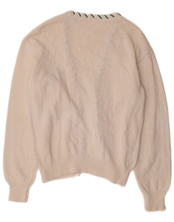 Pulover cardigan deschis pentru femei VINTAGE UK 14 Medium White