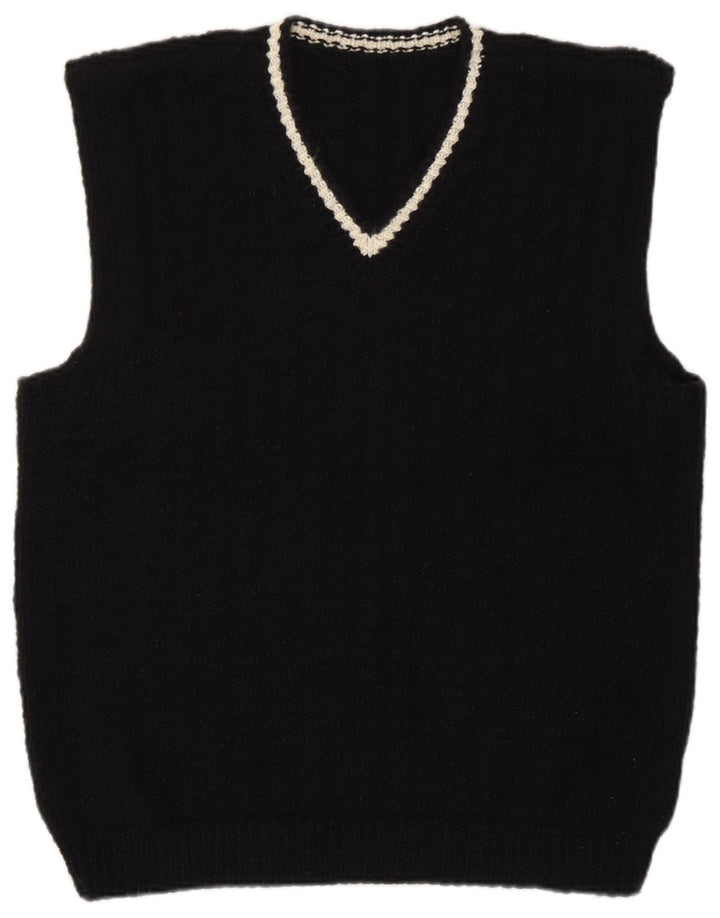 Vintage Womens Vest Tank Top UK 16 Large Black Retro