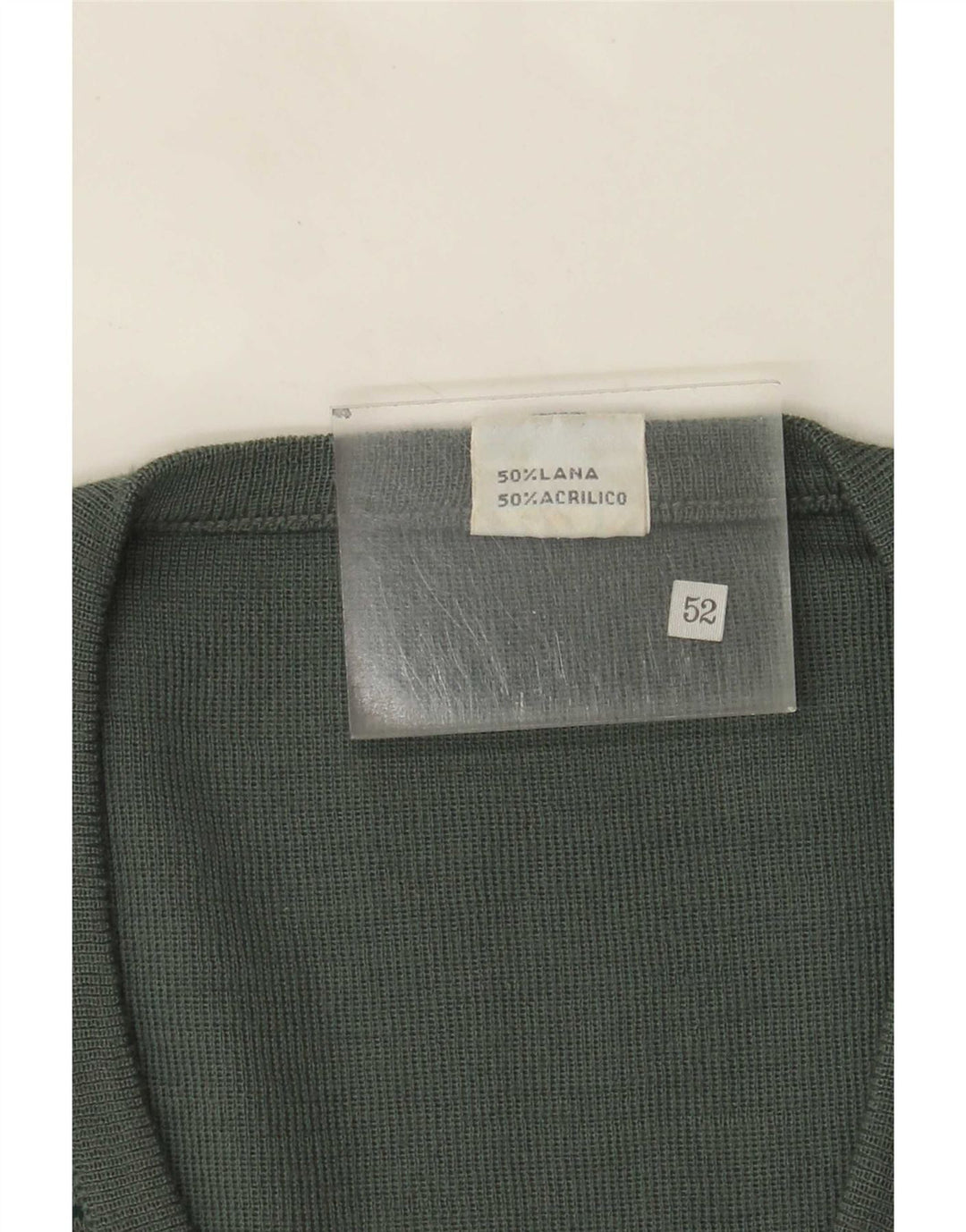Vintage Mens Vest Tank Top IT 52 Large Green Geometric Wool