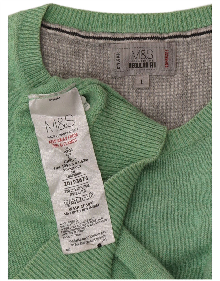 Pulover Marks & Spencer pentru bărbați, cu formă obișnuită, cu decolteu, verde mare