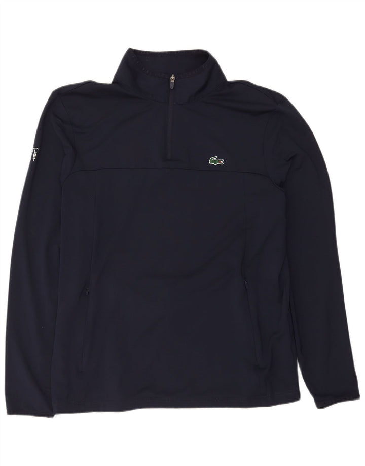 Trening pentru bărbați Lacoste, cu fermoar și gât, cu pulover, Mărimea 6 XL, poliester bleumarin
