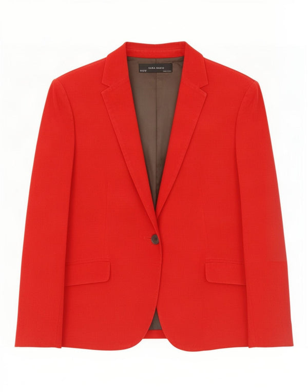 Jachetă pentru femei Zara, cu 1 nasture, din velur, UK 18 XL, roșu