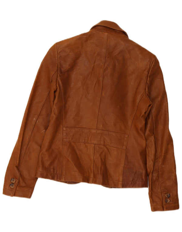 Massimo Dutti Jachetă din piele cu 3 nasturi pentru femei UK 8 Maro mic