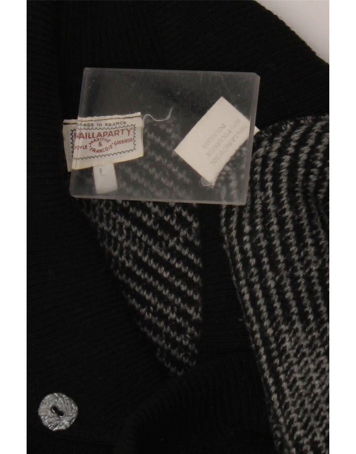 VINTAGE Pulover cu gât șal pentru femei UK 16 mare, gri, geometric