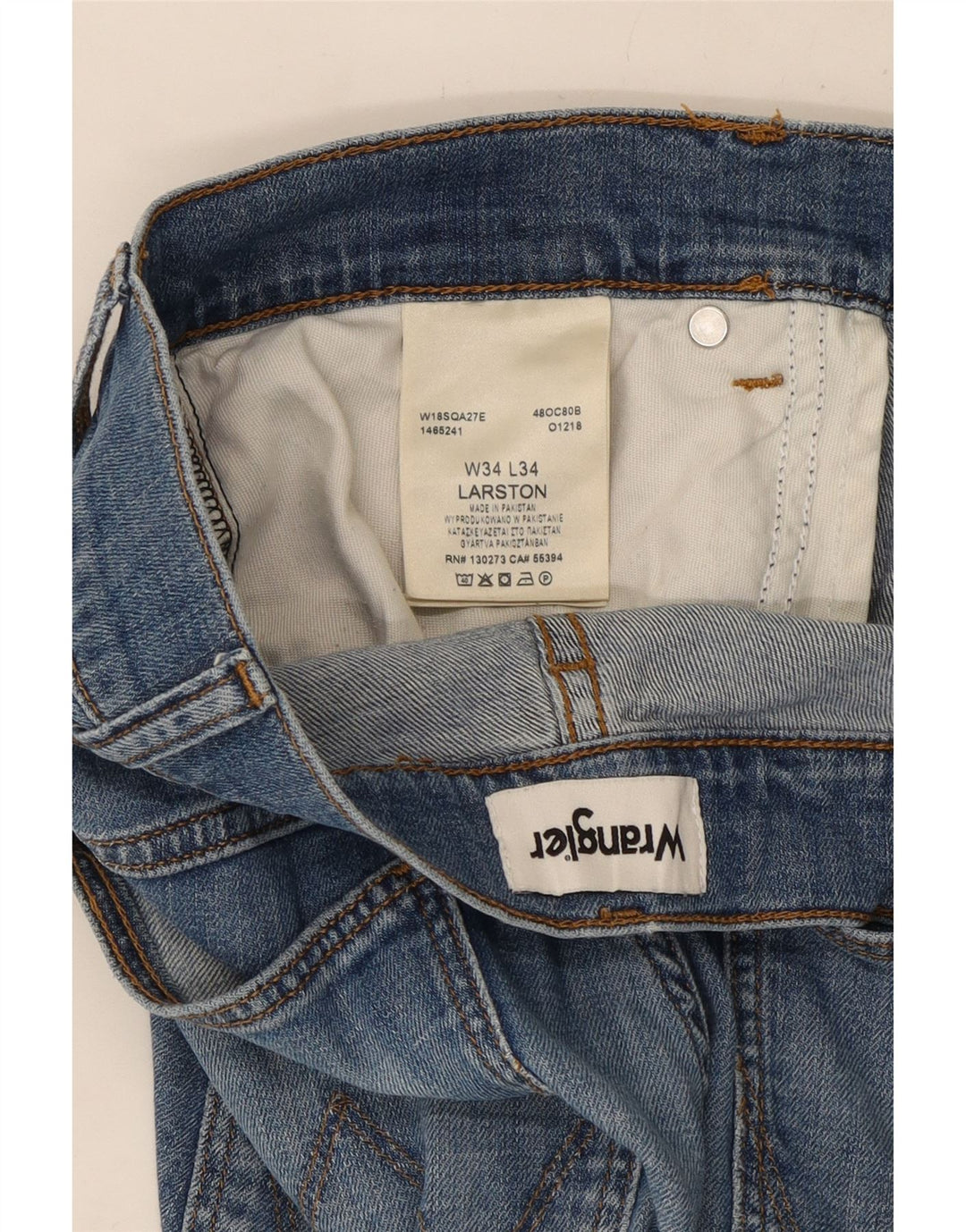 Pantaloni scurți Wrangler Larston denim pentru bărbați W34, bumbac albastru mare