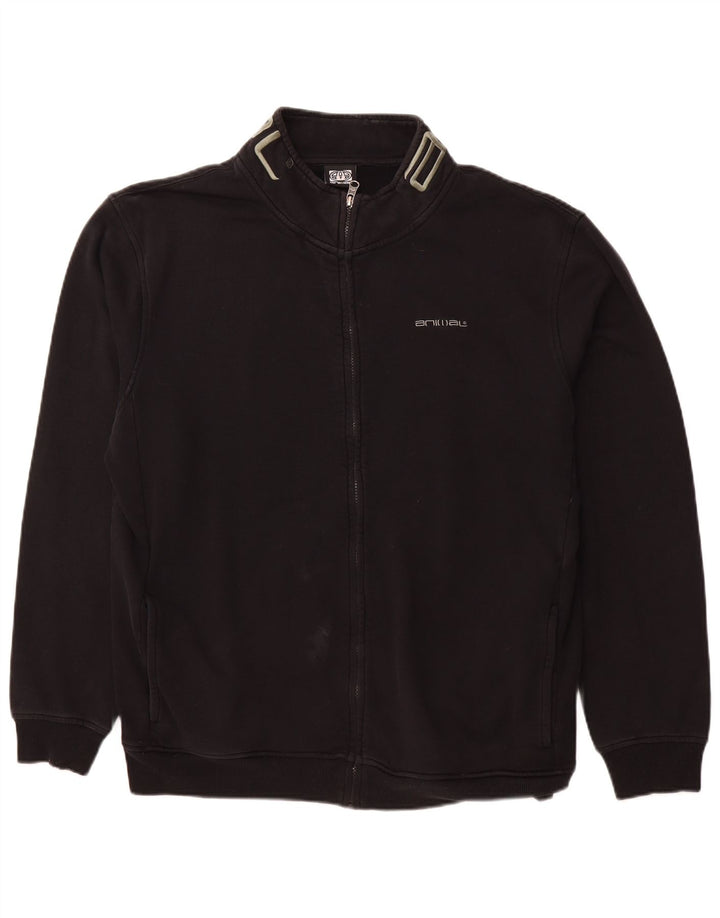 ANIMAL Mens Tracksuit Top Jacket Large Black Cotton