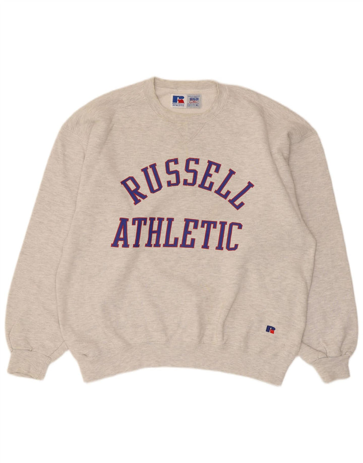Hanorac grafic pentru bărbați Russell Athletic Pulover XL bumbac gri