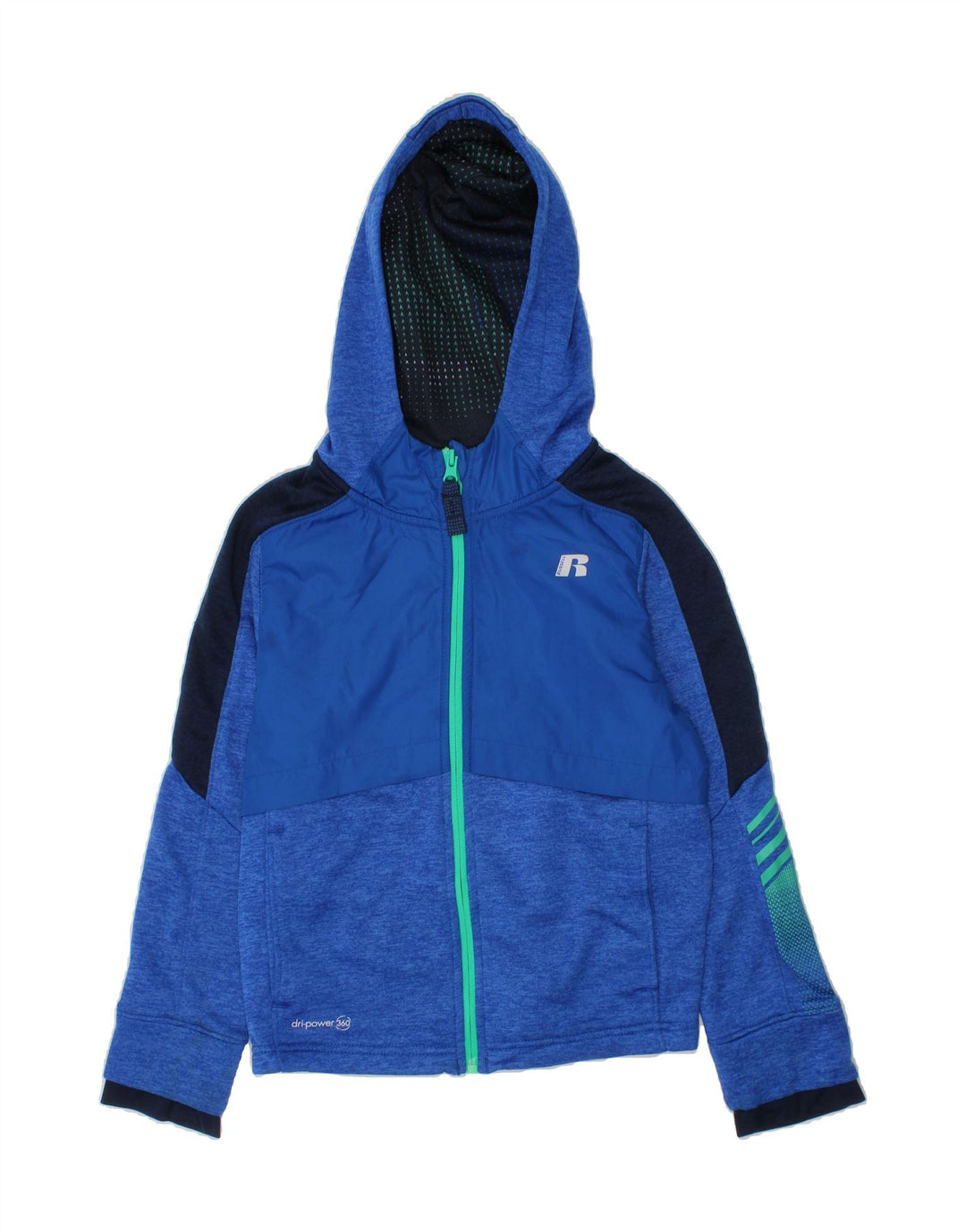 RUSSELL ATHLETIC Boys Zip Hoodie Sweater 7-8 Years Medium  Blue Vintage Russell Athletic and Second-Hand Russell Athletic from Messina Hembry 