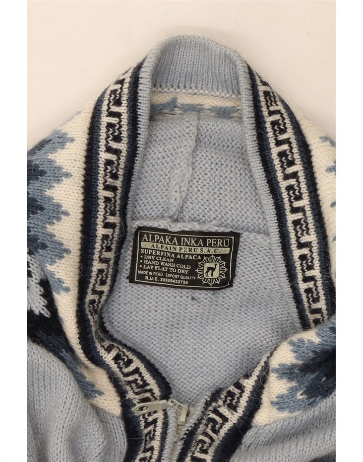 Pulover cardigan cu glugă pentru femei UK 16 mare albastru geometric