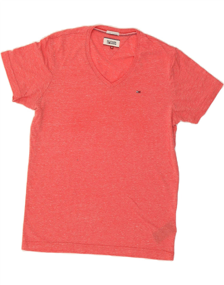 TOMMY HILFIGER Mens T-Shirt Top Medium Pink Flecked Polyester Vintage Tommy Hilfiger and Second-Hand Tommy Hilfiger from Messina Hembry 