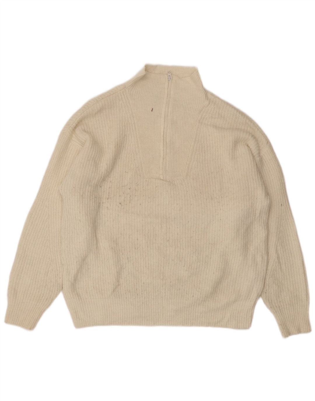 Pulover Jack Wills pentru femei, cu fermoar, cu gât, UK 14, mare, acrilic alb