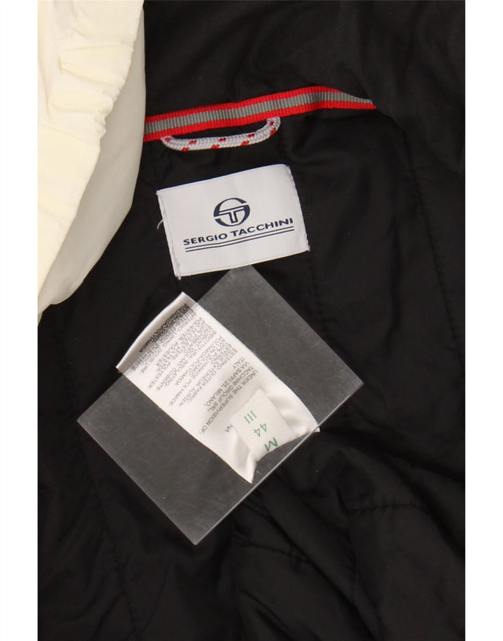 SERGIO TACCHINI Womens Hooded Padded Jacket IT 44 Medium White Polyamide
