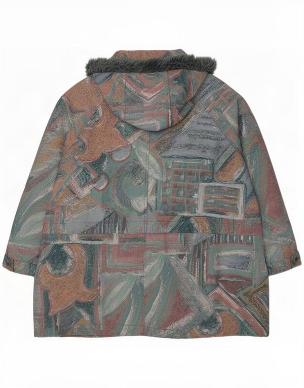 Vintage Womens Abstract Pattern Windbreaker Jacket UK 16 Large Multicolor