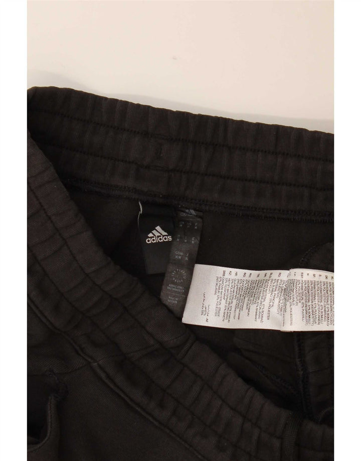 Pantaloni de trening Adidas pentru bărbați, bumbac mediu negru
