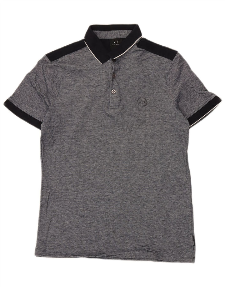ARMANI EXCHANGE Cămașă polo pentru bărbați, bumbac color bloc, gri mic