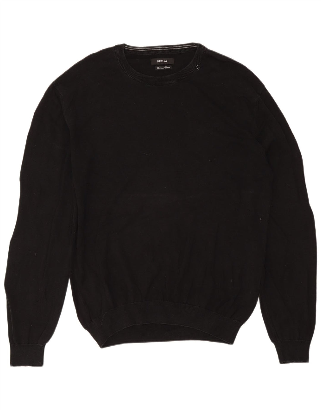 Pulover Replay pentru bărbați cu gât roșu, bumbac negru 2XL