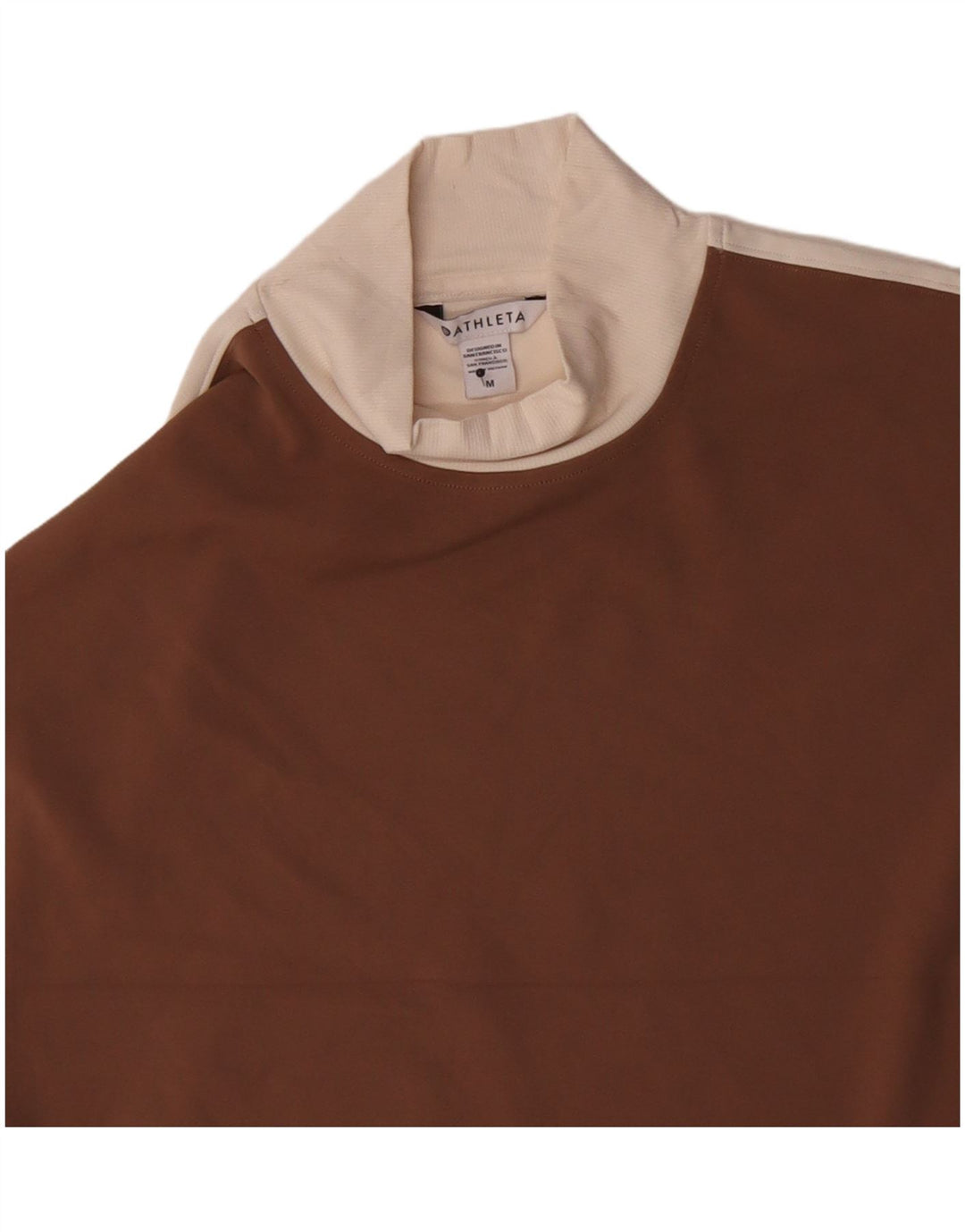 Crop Top pentru femei Athleta cu mânecă lungă UK 14 Maro mediu Nailon color bloc