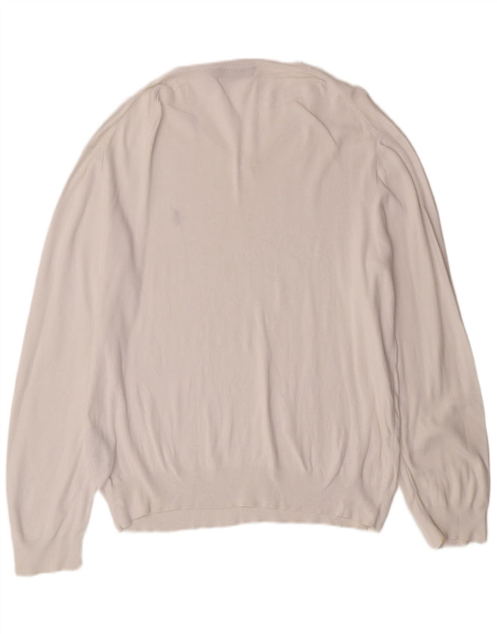 POLO RALPH LAUREN Pulover cu decolteu în V pentru bărbați, bumbac alb XL