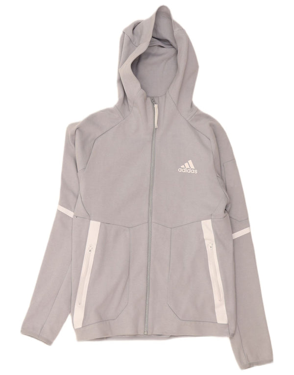 Pulover Adidas pentru bărbați, cu fermoar, din bumbac color bloc, gri mic