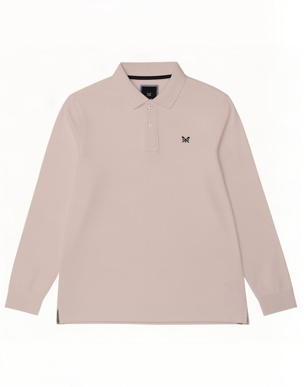 Crew Clothing Tricou polo cu mânecă lungă, mare, alb, bumbac