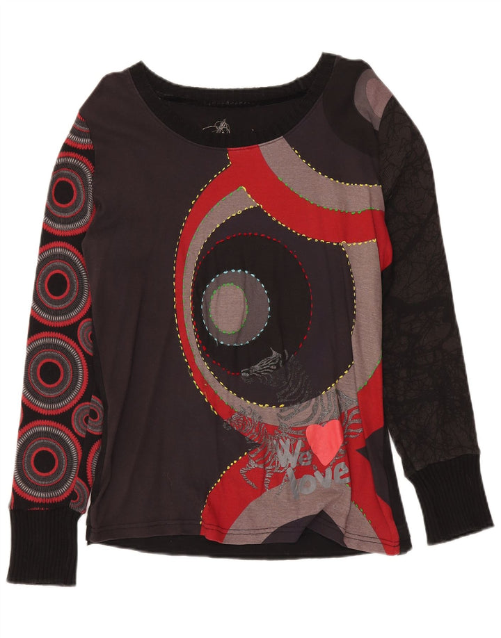 Top grafic pentru femei Desigual cu mânecă lungă UK 20 2XL negru geometric