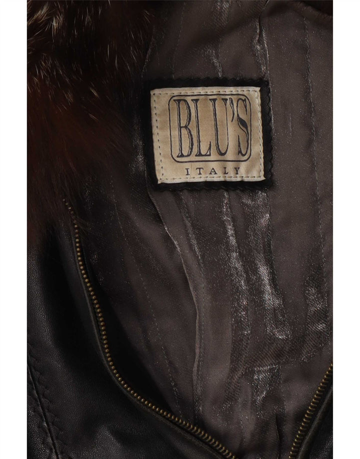 Jachetă de piele vintage pentru femei UK 12 Medium Black