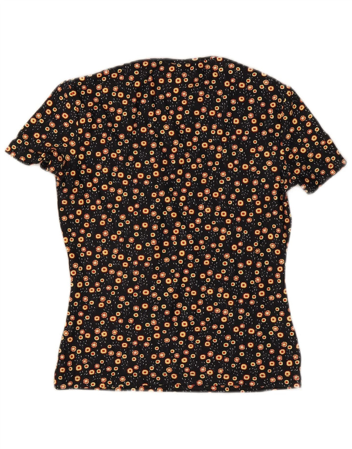 Versace Tricou Femei Top UK 8 Small Negru Floral Poliamidă
