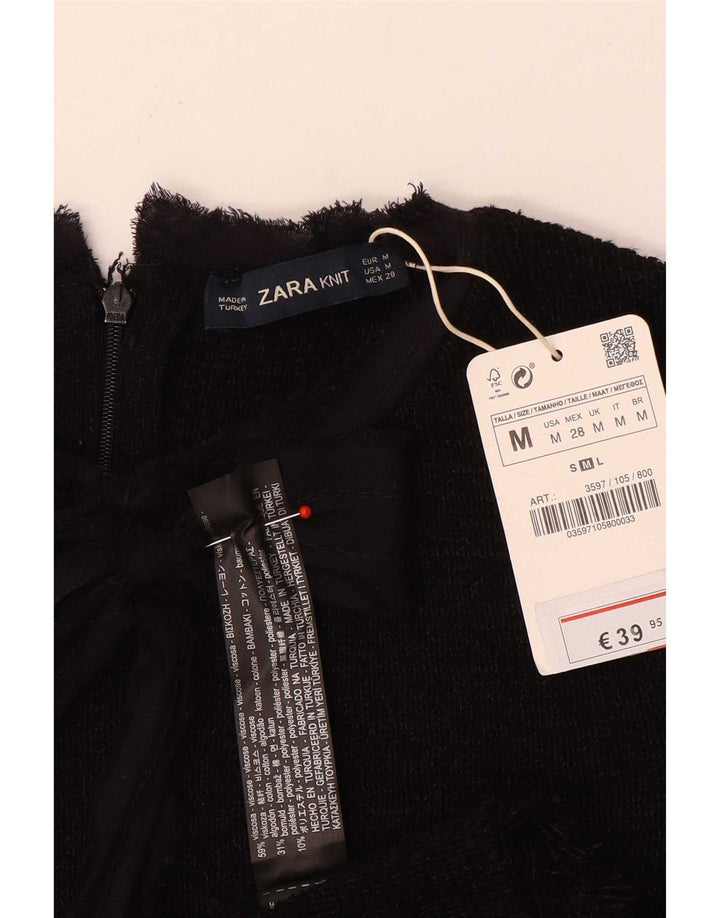 Rochie sirenă cu cravată în față pentru femei Zara UK 12, viscoză medie neagră