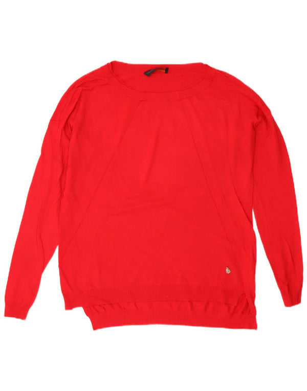 Pulover pentru femei Trussardi Jeans cu gât de barcă, UK 18 XL, viscoză roșie