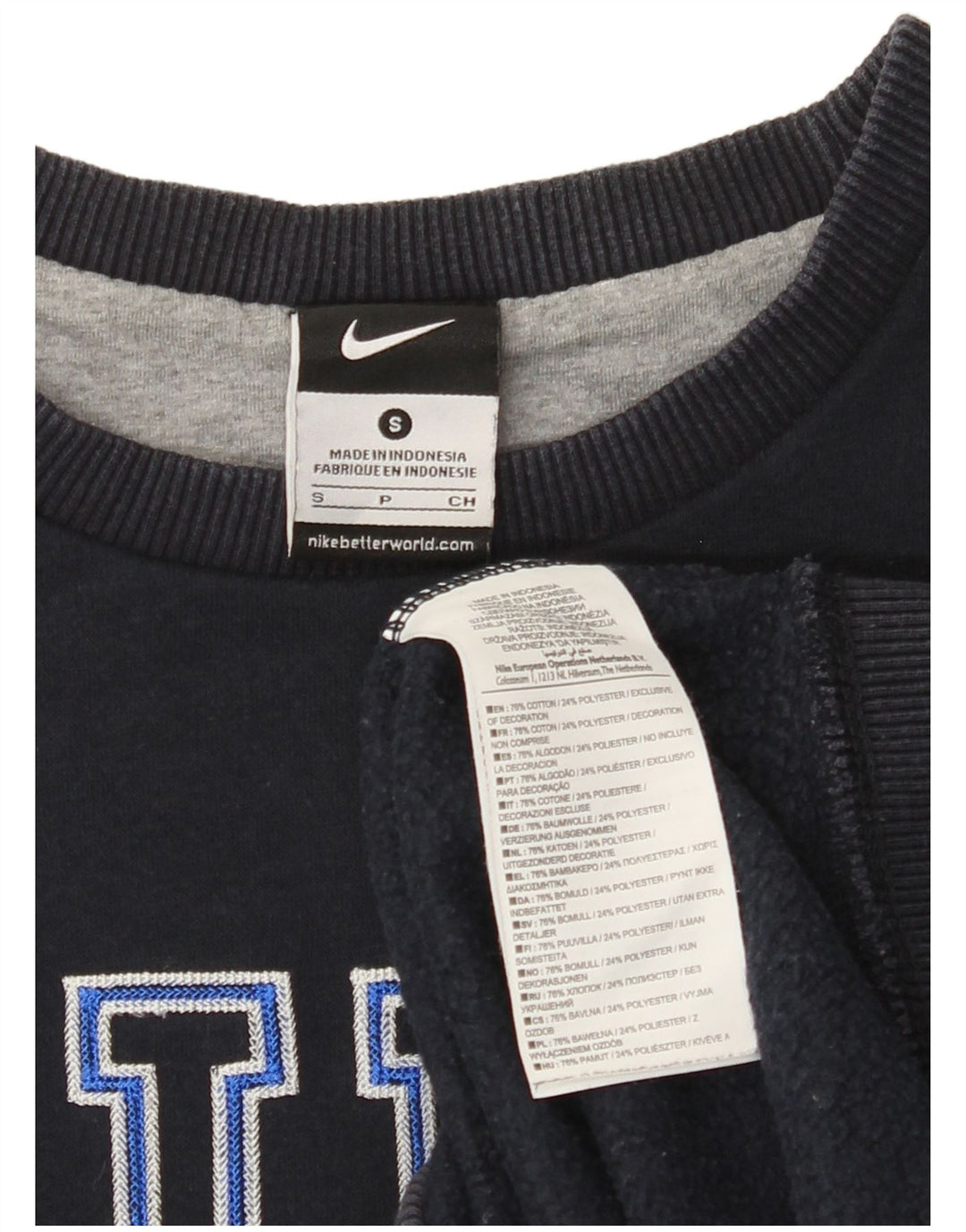 NIKE Mens Graphic Sweatshirt Jumper Small Navy Blue Cotton