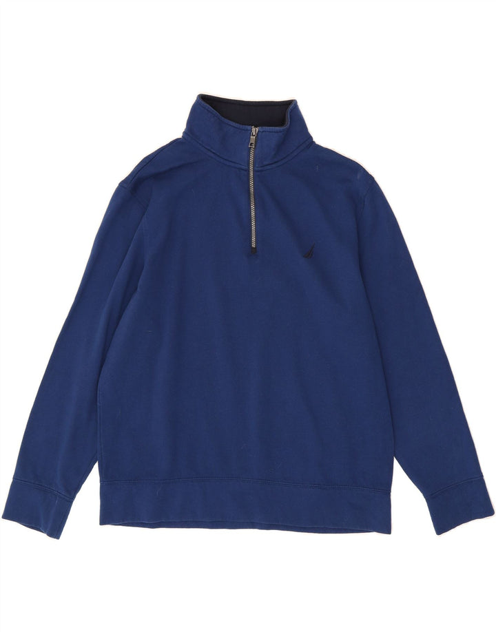 NAUTICA Mens Oversized Zip Neck Sweatshirt Jumper Large Blue Cotton Vintage Nautica and Second-Hand Nautica from Messina Hembry 