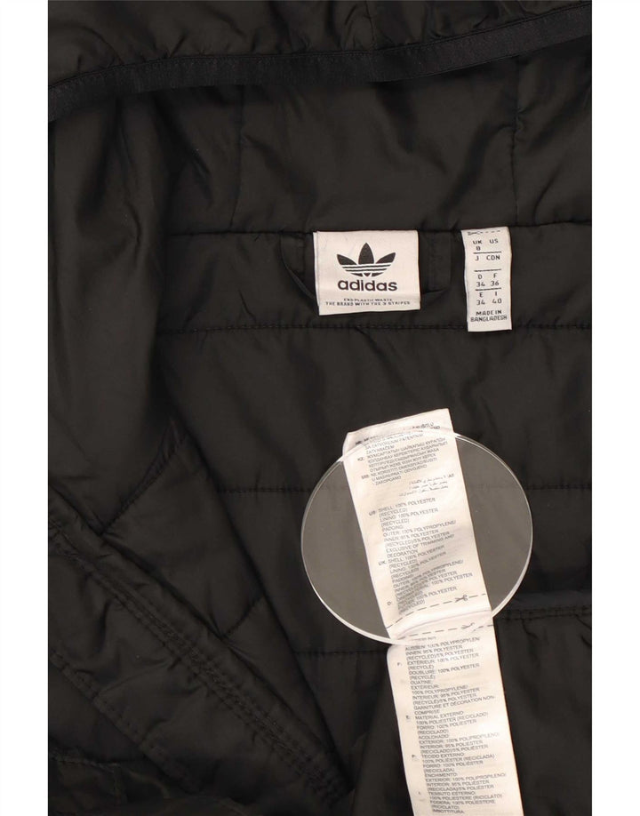 Jachetă căptușită cu glugă Adidas pentru femei UK 8 Poliester negru mic