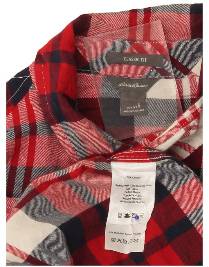 Cămașă de flanel pentru femei EDDIE BAUER, UK 10, bumbac cu carouri roșii mici