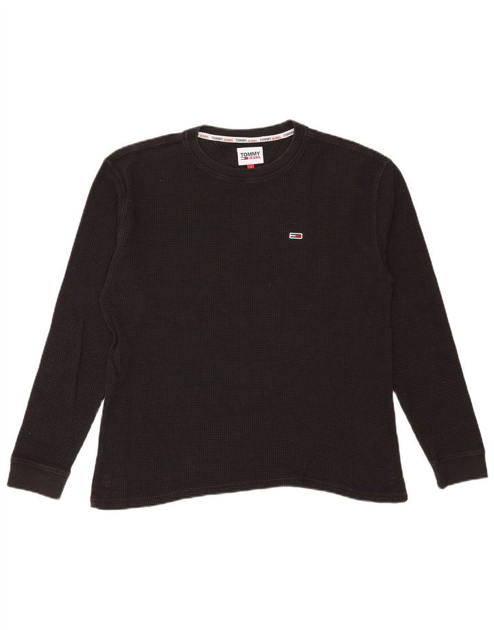 Top pentru bărbați Tommy Hilfiger cu mânecă lungă, mic, negru, bumbac