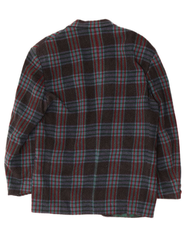 Jachetă Vintage pentru bărbați cu 2 nasturi IT 48 Mediu Lână cu carouri bleumarin