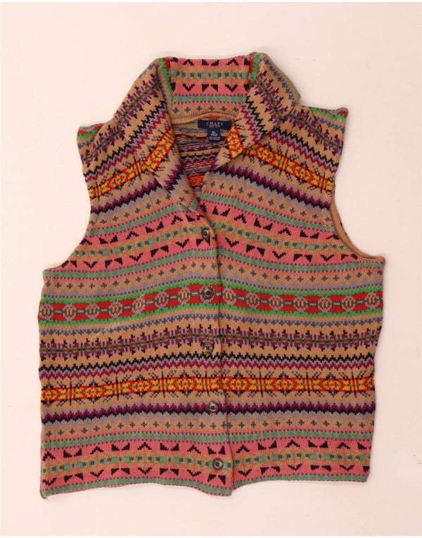Pulover cardigan fără mâneci Chaps pentru femei UK 18 XL multicolor Fair Isle