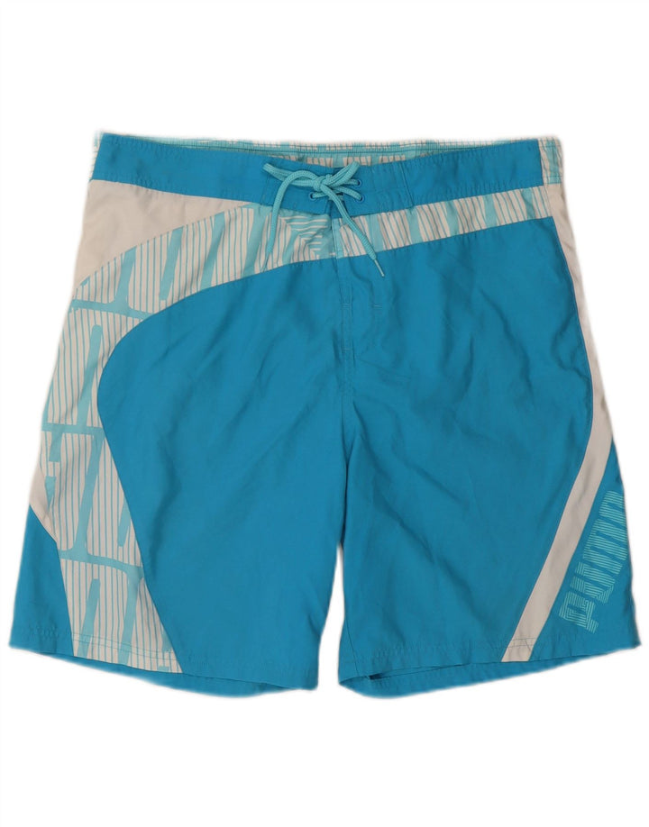 Pantaloni scurți de înot cu grafică Puma pentru bărbați, albastru mediu, poliester color bloc