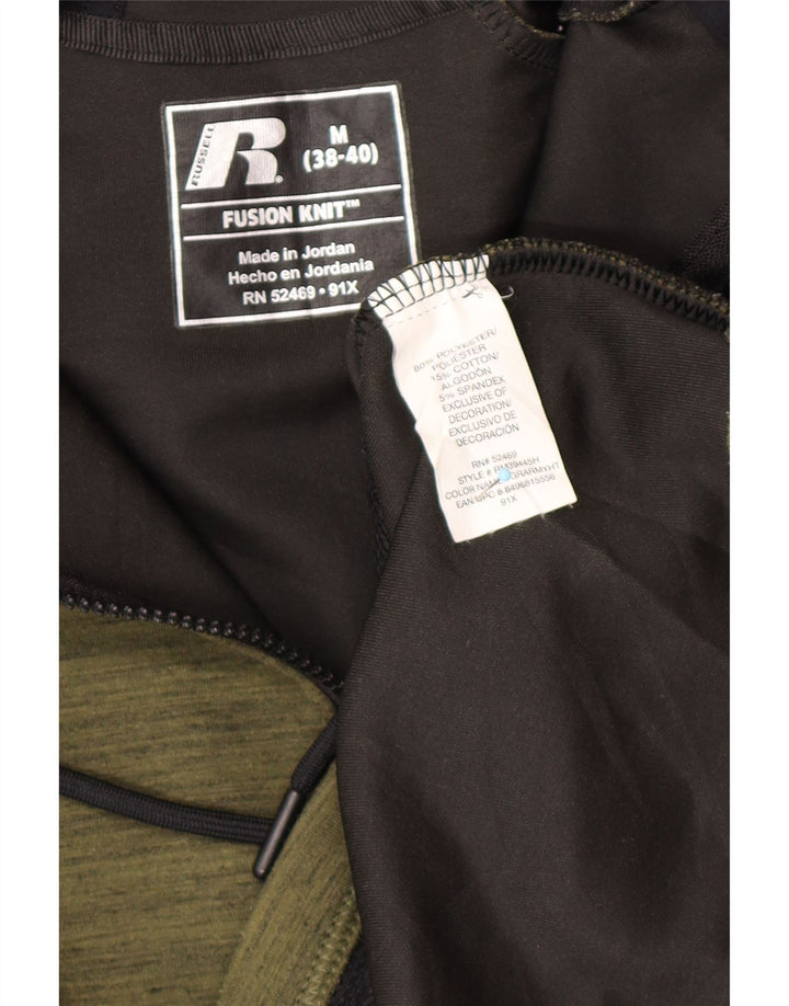 RUSSELL ATHLETIC Pulover cu capota cu fermoar pentru bărbați Marea Britanie 38/40 Poliester kaki mediu