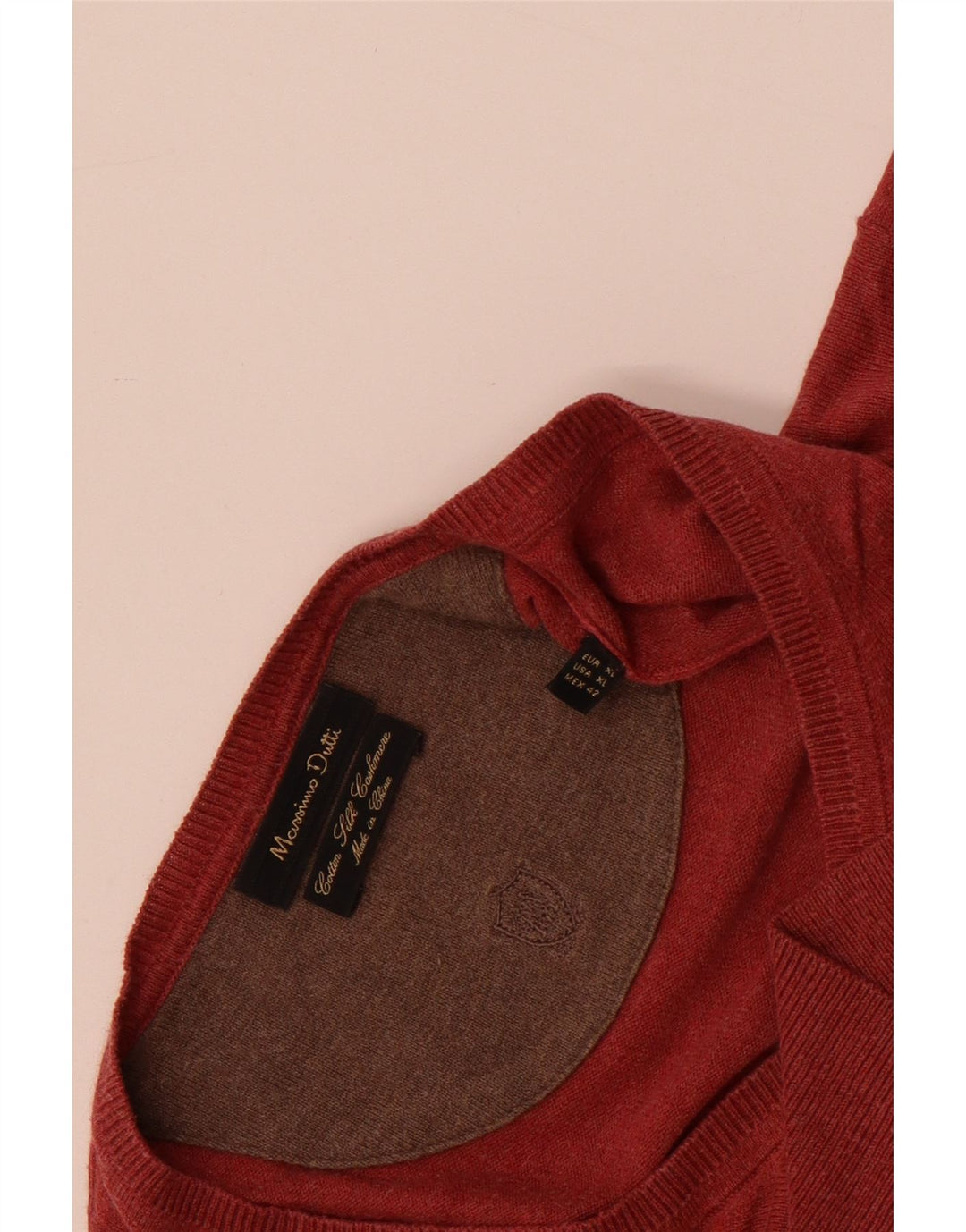 Massimo Dutti Pulover cu decolteu în V pentru bărbați, XL, bumbac roșu