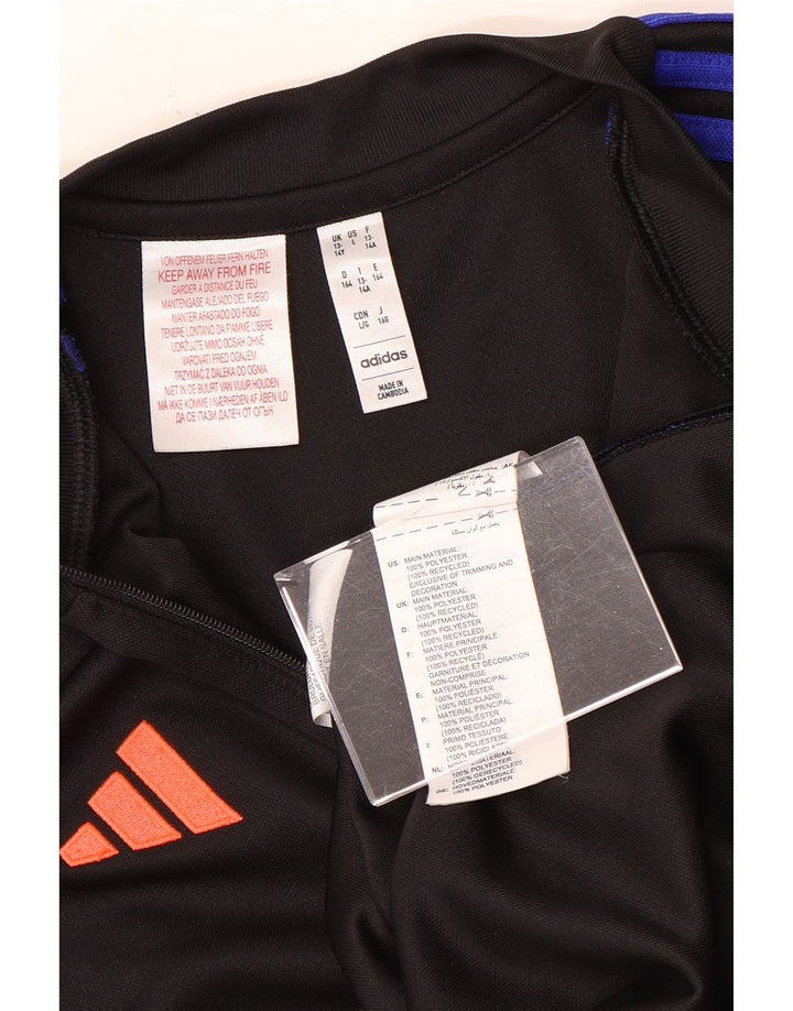 Adidas Boys Aeroready Zip Neck Pullover Trening Top 13-14 Ani Negru